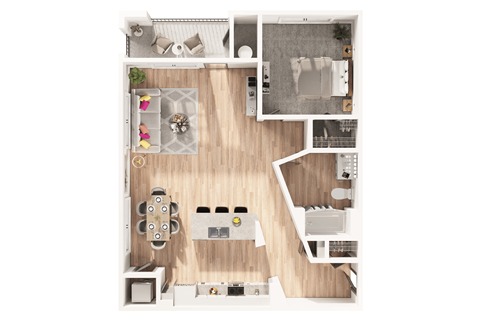 Floor plan for 1 bed, 1 bath, 820 sqft